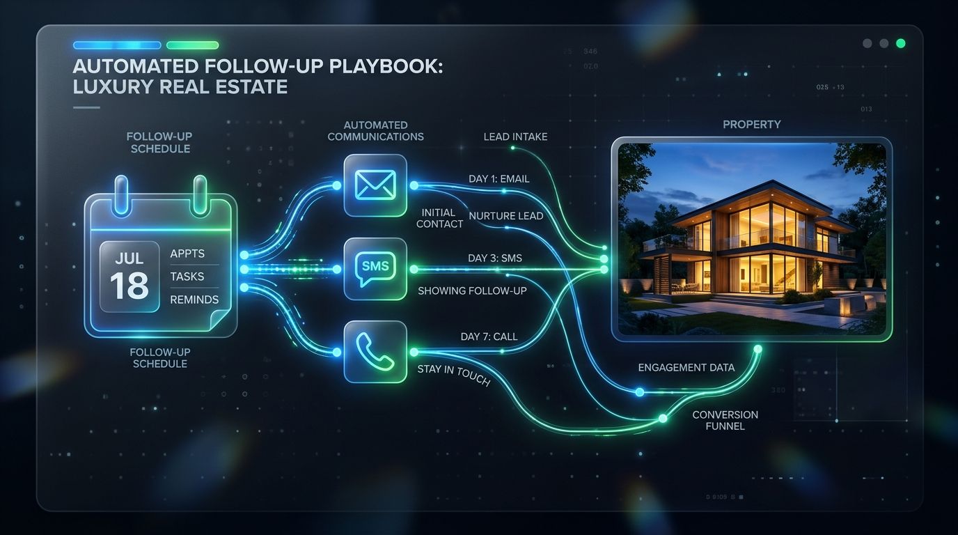 Calendar and playbook representing an automated real estate follow-up sequence